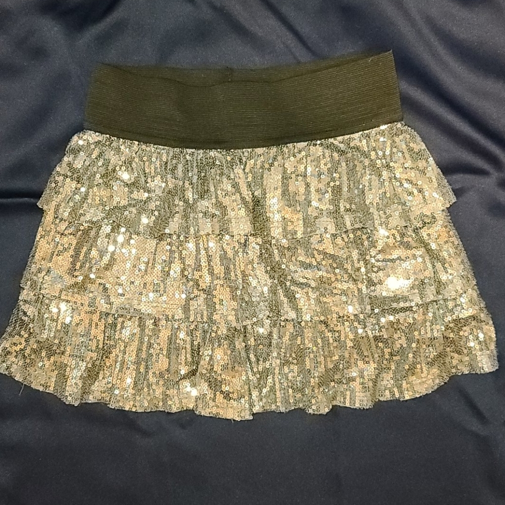 Girls Tiered Sequin Skirt